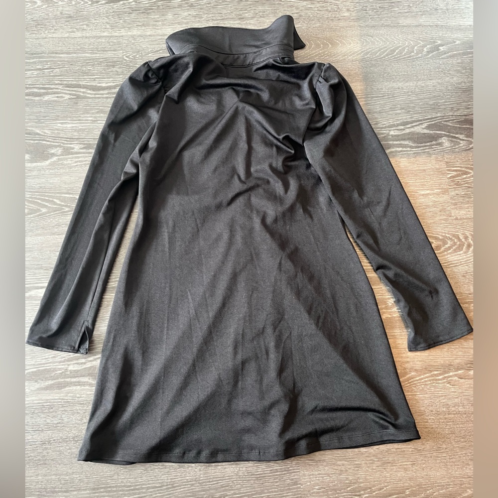 And Now This | Button Down Long Sleeve Bodycon Dress | Black | XL - Picture 3 of 3